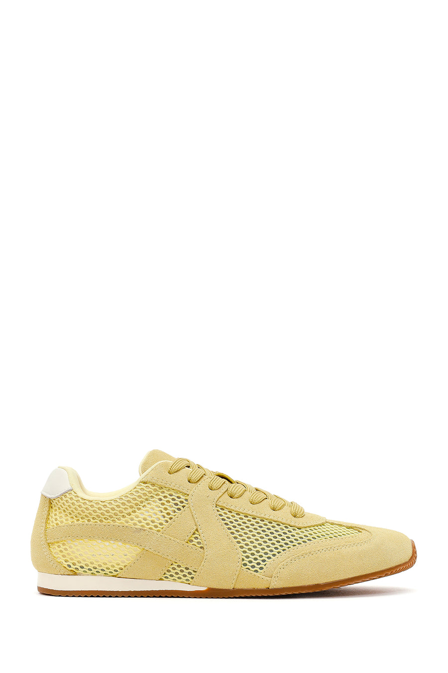 Women's Yellow Lace-up Suede Leather Sneaker 26PFD431010 | Derimod