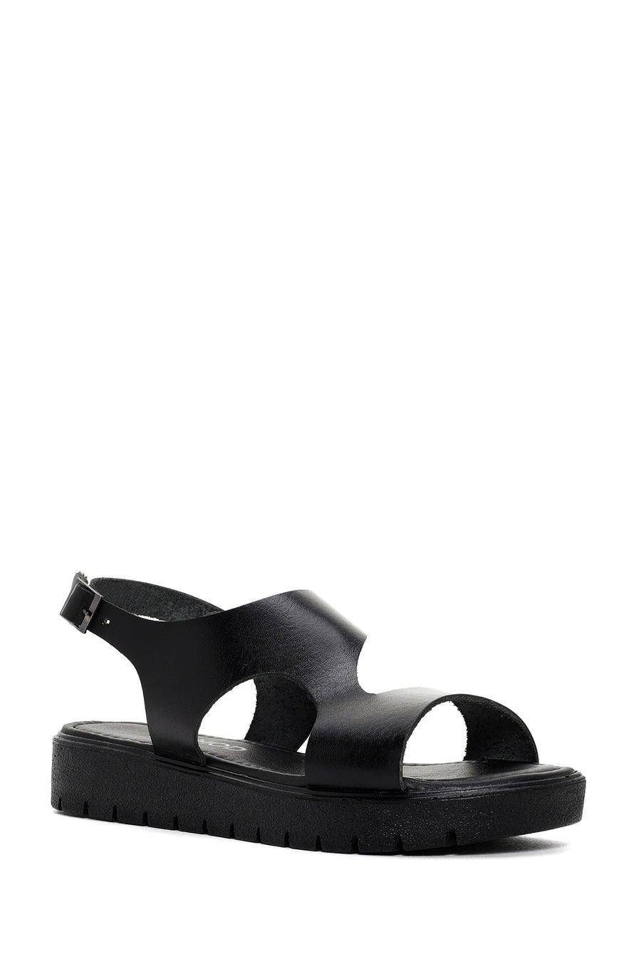 Women's Black Ankle Strap Leather Sandals