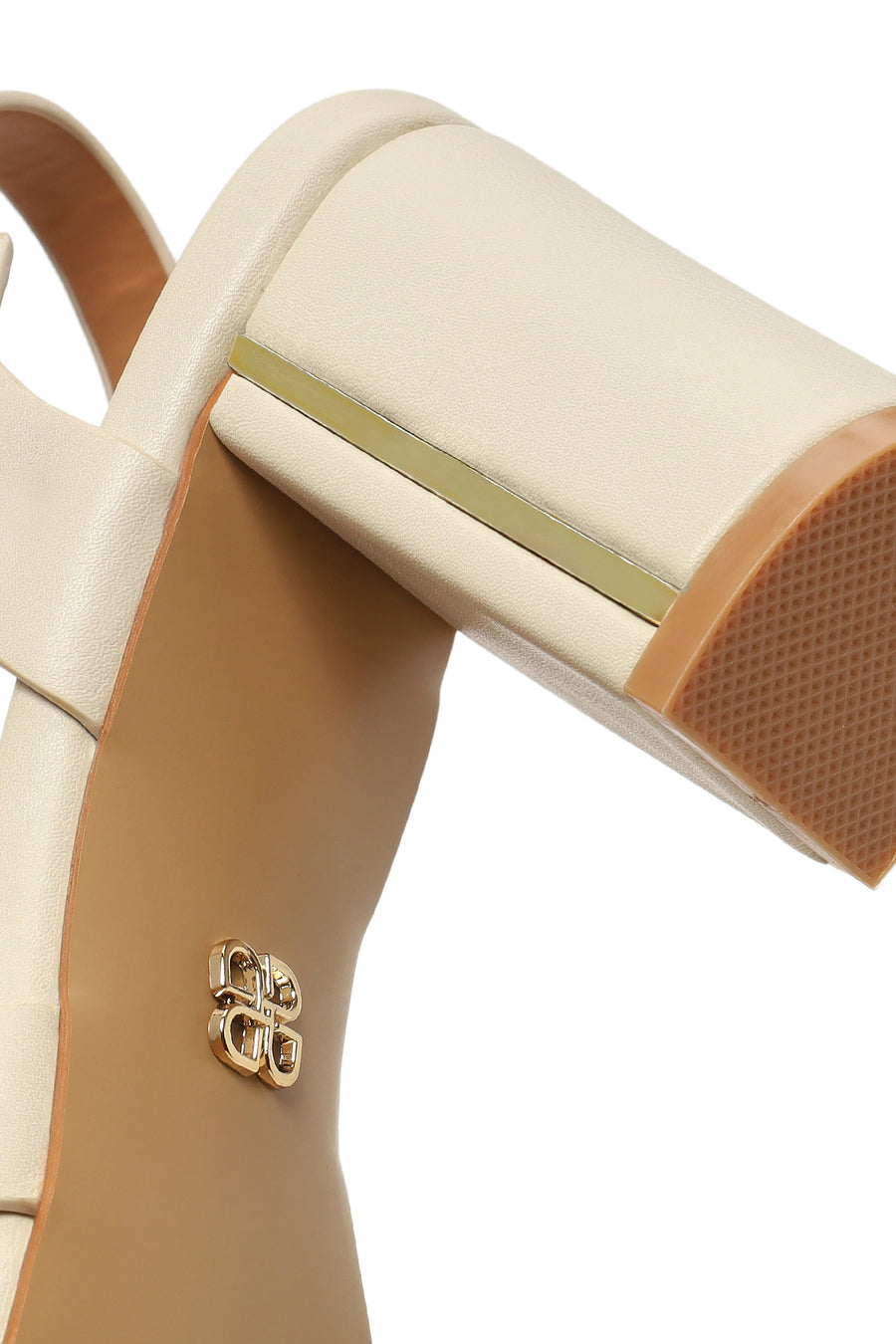 Woman Cream Ankle-Buckle Chunky-Heel Sandals
