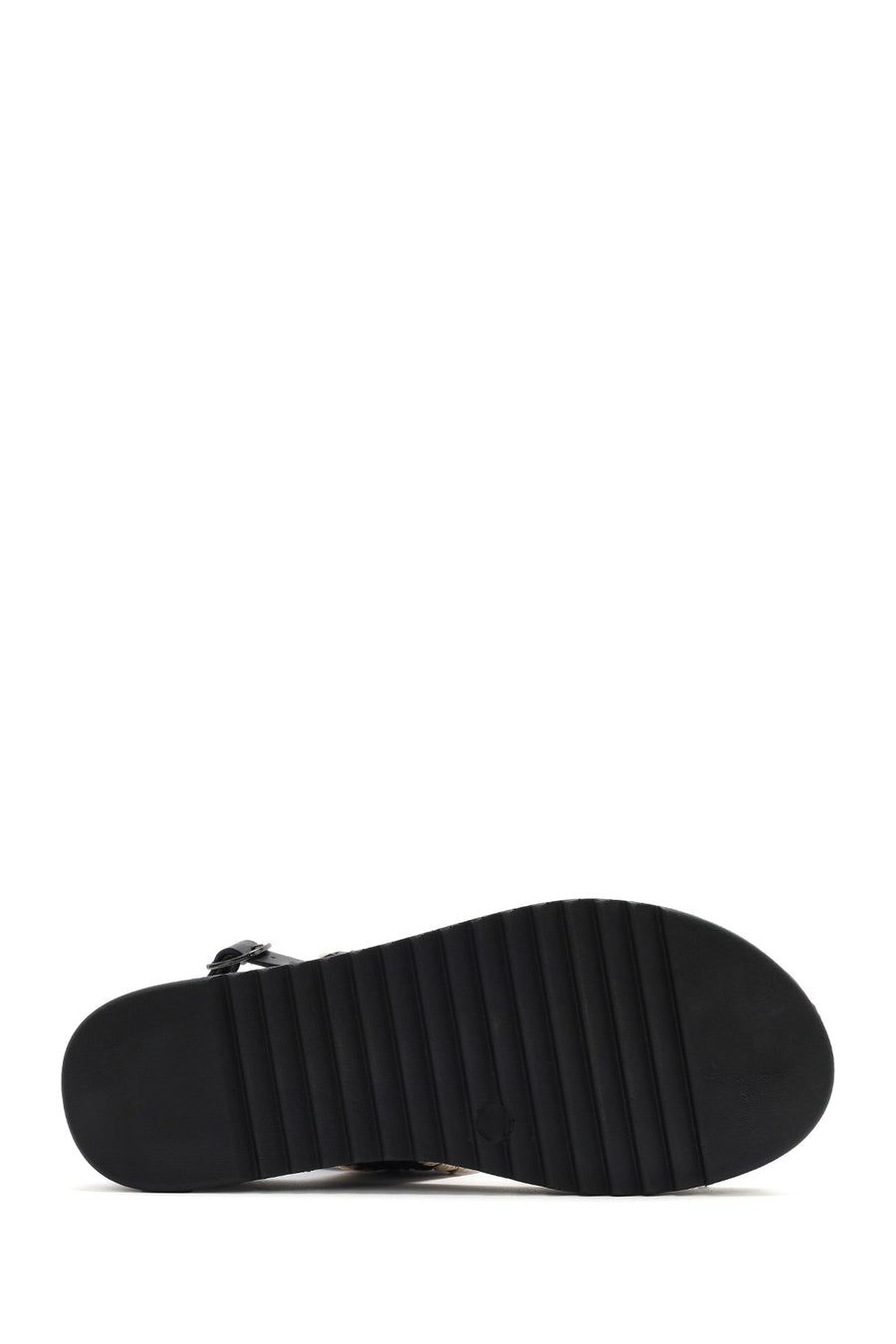 Women's Black Ankle Buckle Thick Soled Straw Sandals