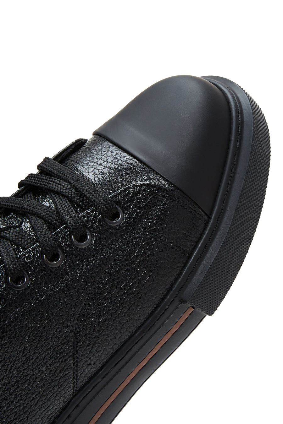 Men's Black Leather Thick Soled Sneaker