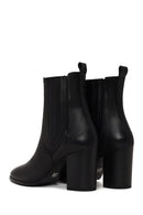 Woman Black Thick-Heeled Leather Chelsea Boots | Derimod