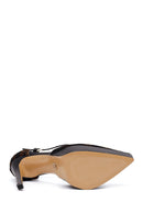 Woman Brown Ankle Buckle Platform Feather-Detail High Thin-Heeled Leather Shoes | Derimod