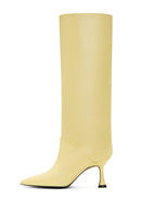 Women's Yellow Leather Heeled Boots | Derimod