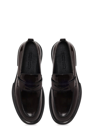 Erkek Bordo Kalın Tabanlı Deri Loafer