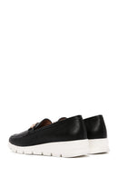 Women's Black Leather Comfort Loafer | Derimod