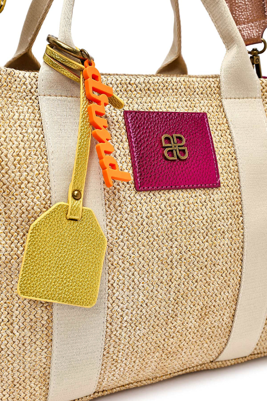 Women's Beige Long Strap Straw Shoulder Bag