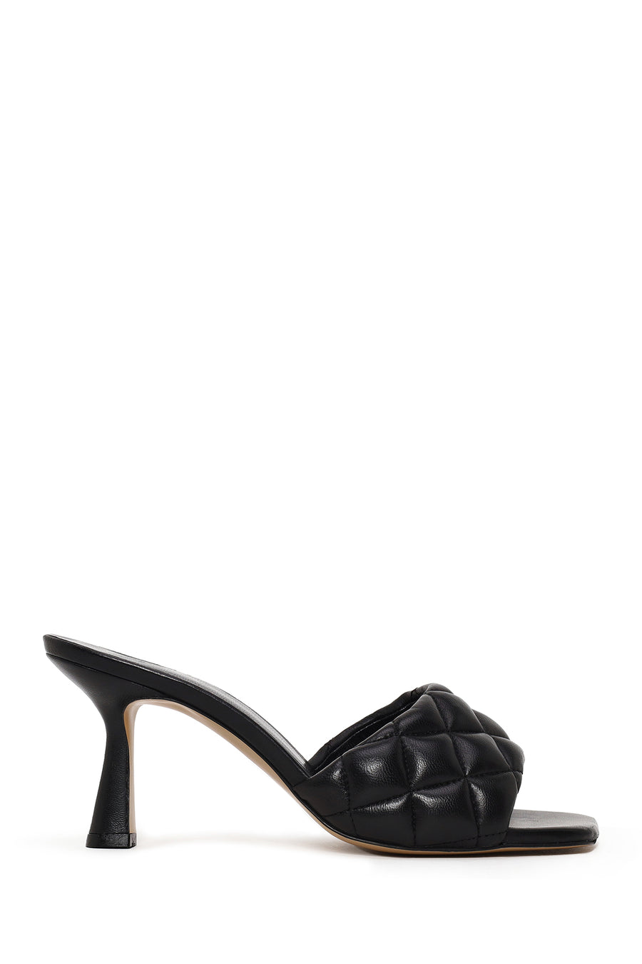 Woman Black Printed Thin-Heeled Leather Slippers 26SFD122118 | Derimod