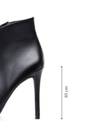 Women's Black Leather Heeled Classic Bootie | Derimod