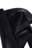 Woman Black Zip Closure High Thick-Heeled Leather Boots | Derimod
