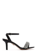 Women's Black Stone Heeled Sandals | Derimod