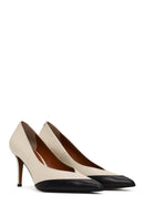 Woman Cream Thin Heeled Leather Stiletto | Derimod