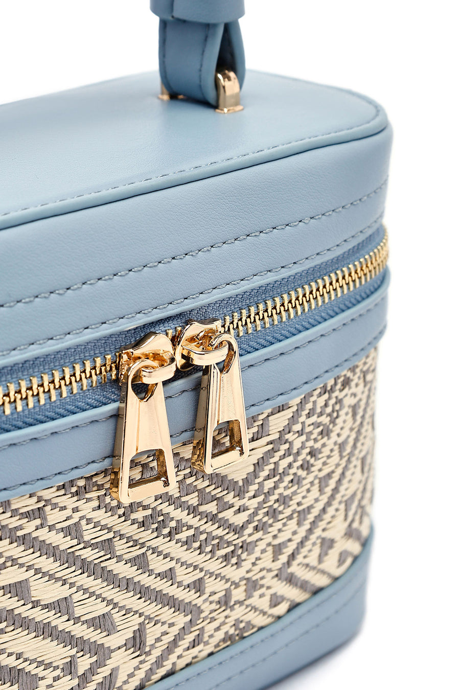 Women's Blue Long Strap Patterned Mini Box Crossbody Bag