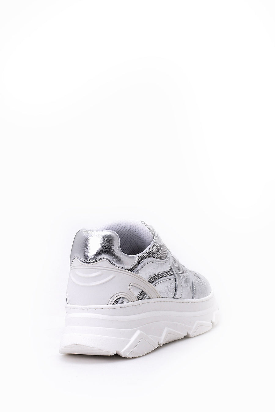 Kadın Gümüş Deri Sneaker