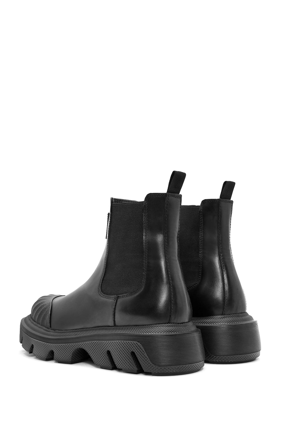 Men's Black Thick Soled Leather Chelsea Boots