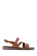 Women's Tan Ankle Strap Leather Bodrum Sandals | Derimod