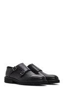 Men's Black Leather Double Buckle Casual Shoes | Derimod