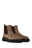 Male Beige Thick-Soled Suede Chelsea Boots | Derimod