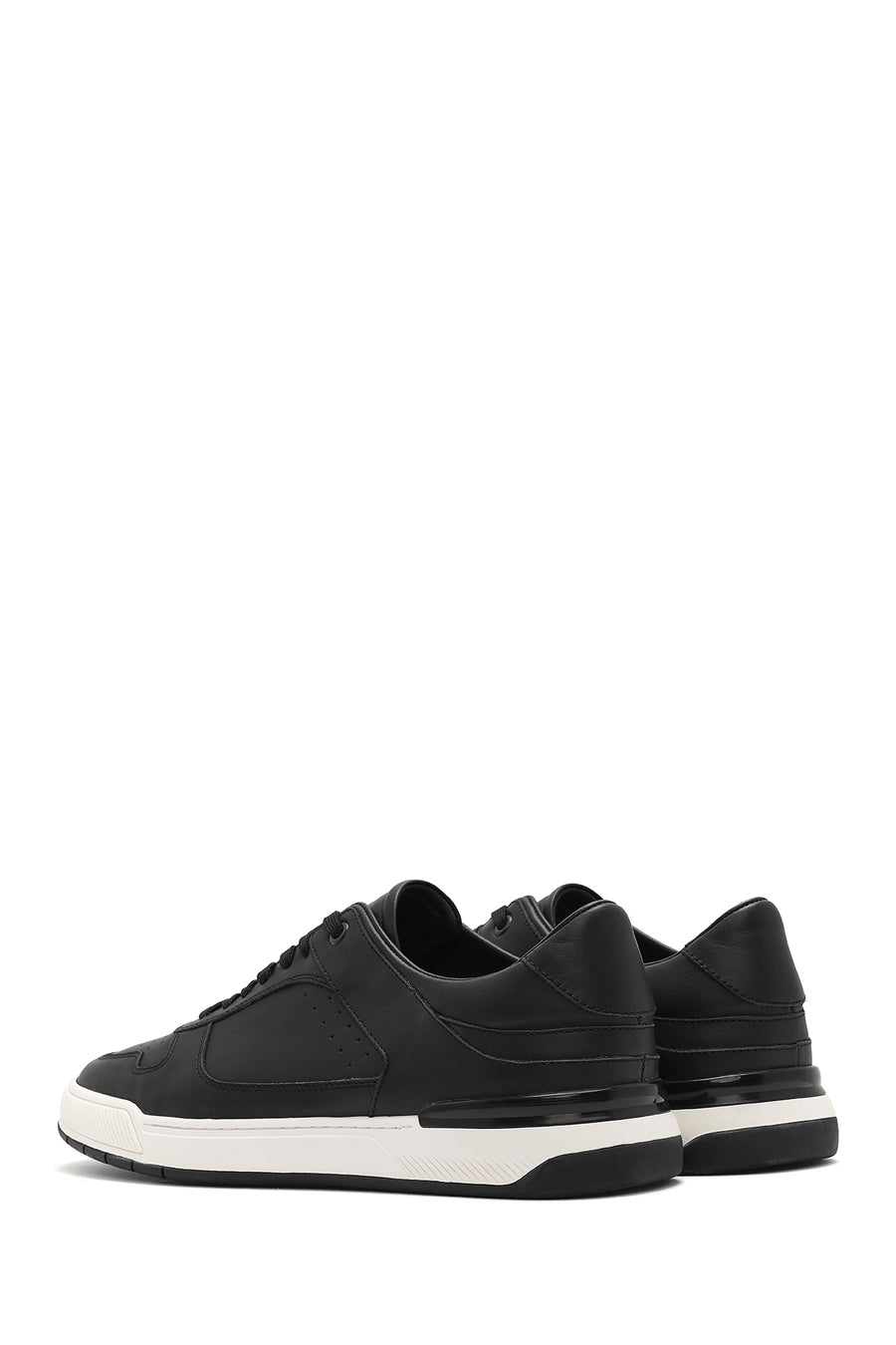 Erkek Siyah Bağcıklı Deri Sneaker