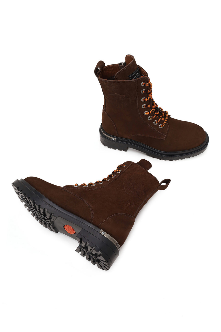 Harley Davidson Woman Brown Rebel Nubuck Leather Combat Boots