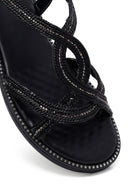 Woman Black Stone Sandals | Derimod