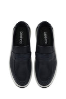 Men's Navy Blue Leather Loafer | Derimod