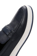 Men's Navy Blue Leather Casual Loafer | Derimod