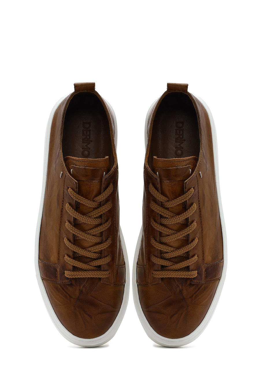 Men's Tan Lace-Up Chunky Sole Printed Leather Sneaker