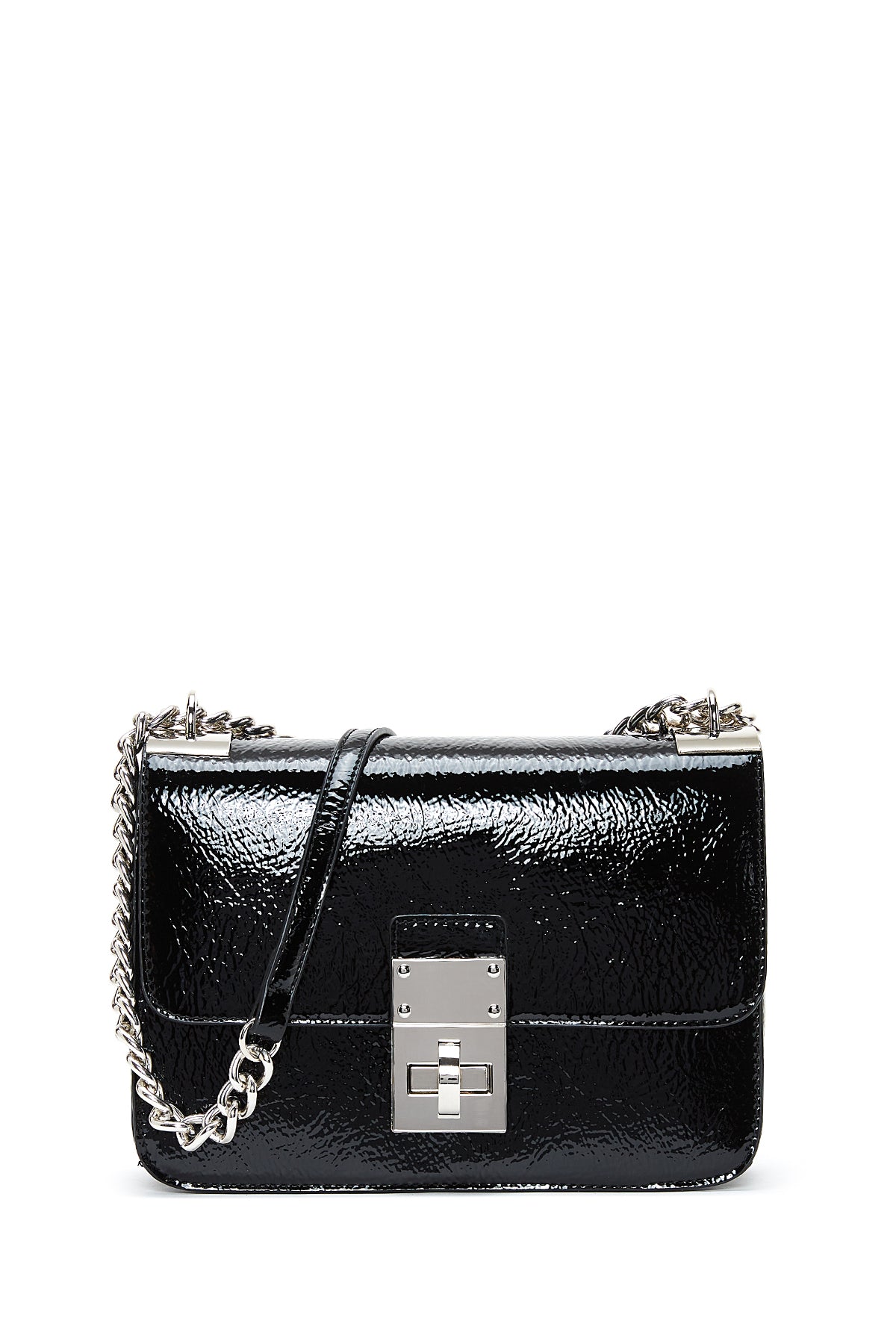 Women's Black Patent Leather Crossbody Bag 23WBD270616 | Derimod