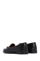 Women's Black Leather Masculine Loafer | Derimod