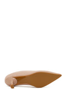 Woman Beige Thin-Heeled Leather Stiletto | Derimod