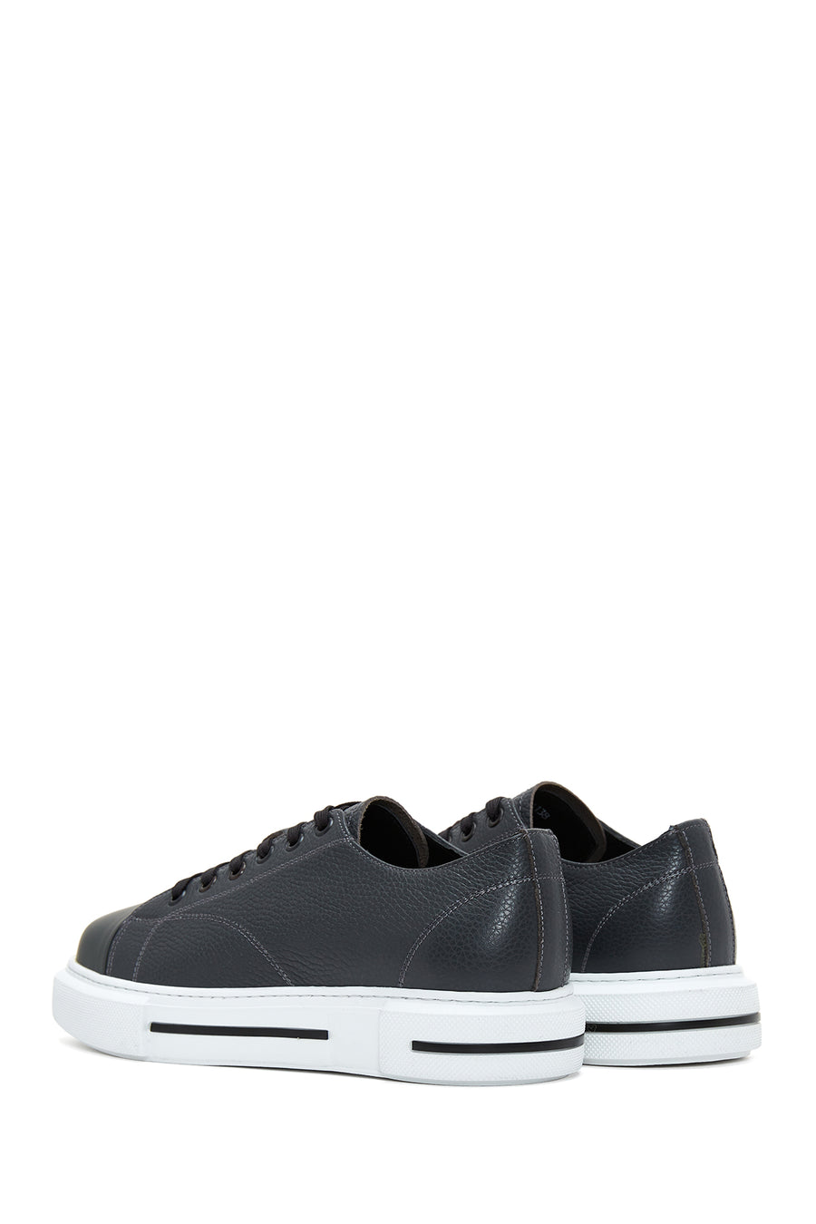 Erkek Gri Deri Kalın Tabanlı Sneaker