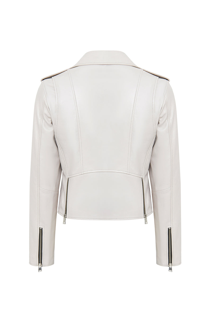 New Age Women's Gray Double Breasted Leather Jacket