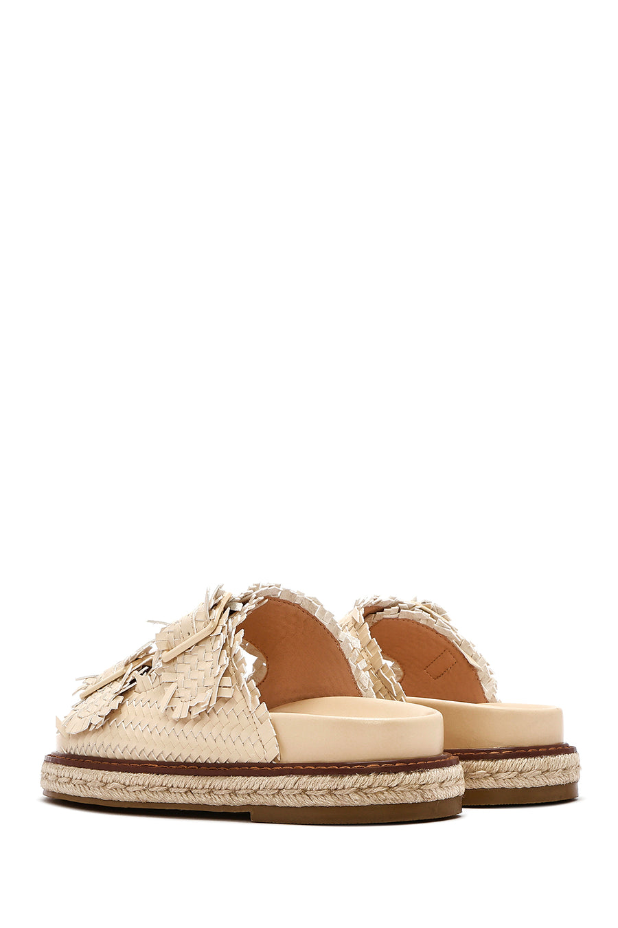 Women's Beige Thick Soled Metallic Slippers