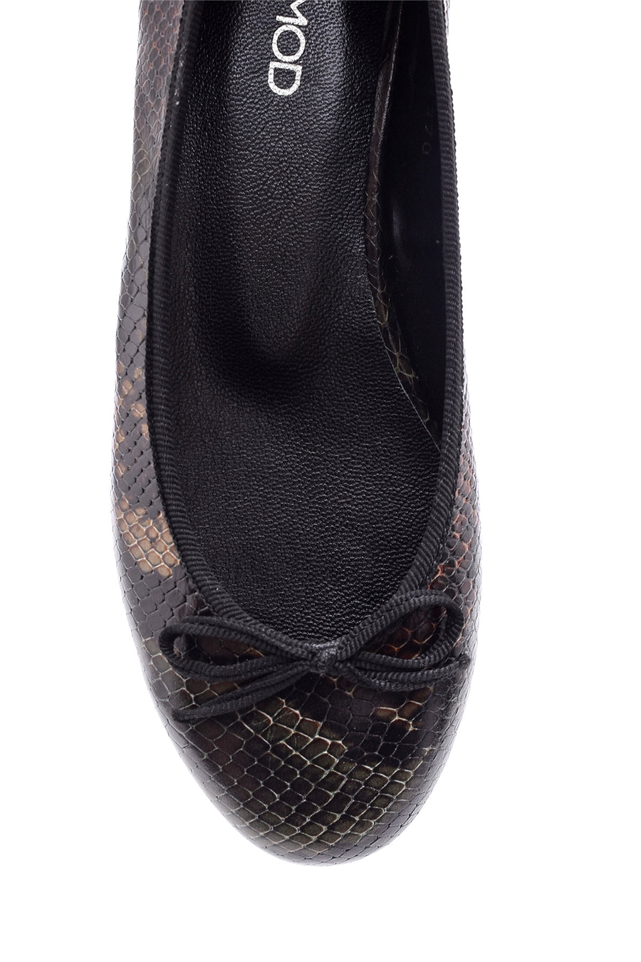 Women's Snakeskin Patterned Leather Ballerinas