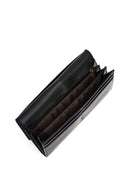 Women's Black Crocodile Patterned Wallet | Derimod
