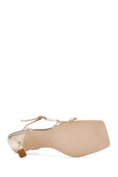 Women's Gold Metallic Ankle Strap Thin Heel Sandals | Derimod