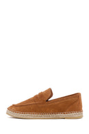 Men's Tan Suede Leather Espadrille | Derimod