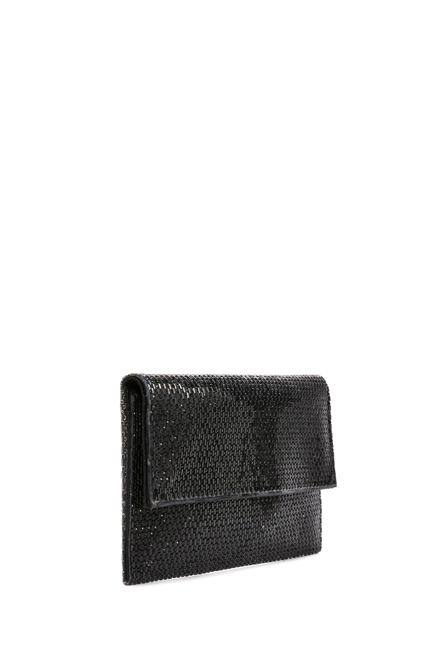 Women's Black Long Chain Strap Stone Evening Clutch Bag