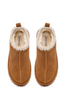 Woman Camel Thick-Soled Suede Teddy Boots | Derimod
