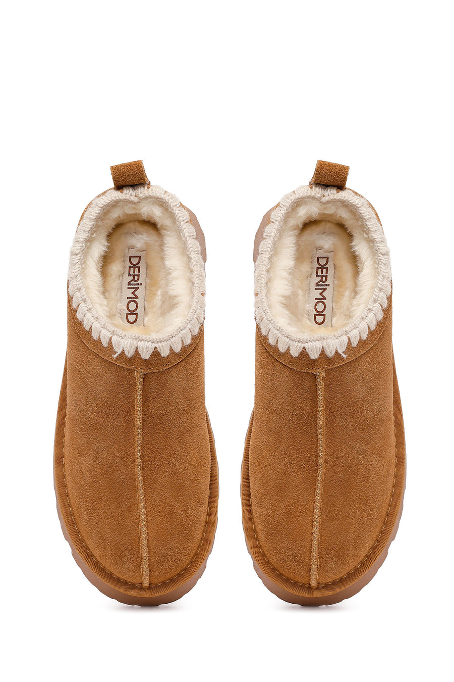 Woman Camel Thick-Soled Suede Teddy Boots