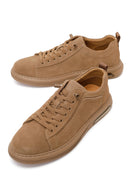 Male Beige Lace-Up Thick-Soled Suede Leather Sneaker | Derimod