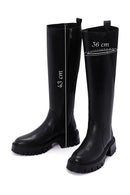 Women's Black Zippered Thick Soled Leather Boots | Derimod