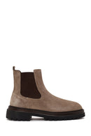 Male Beige Thick-Soled Suede Chelsea Boots | Derimod