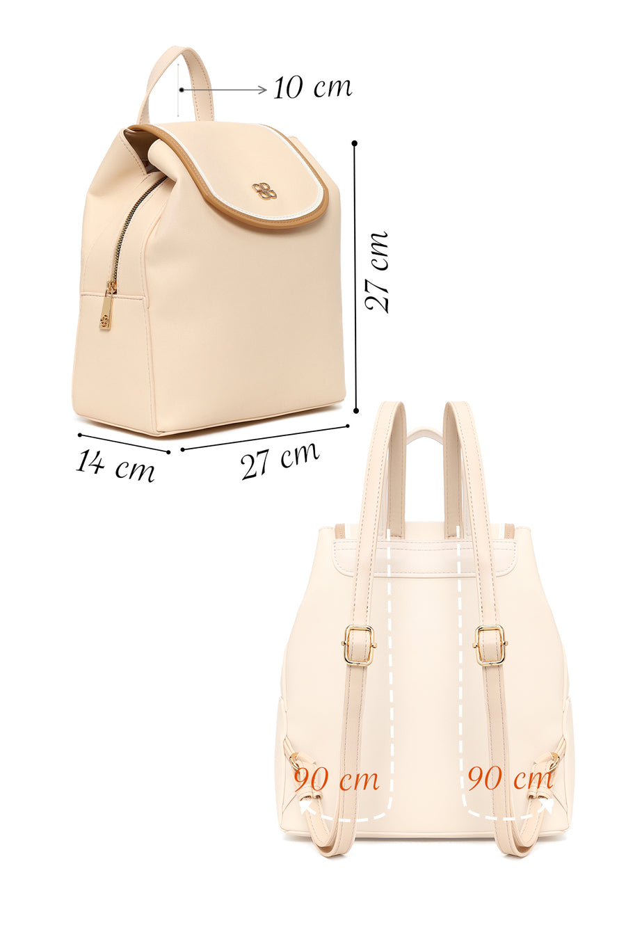 Woman Light Beige Casual Backpack