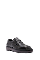 Women's Black Leather Masculine Loafer | Derimod