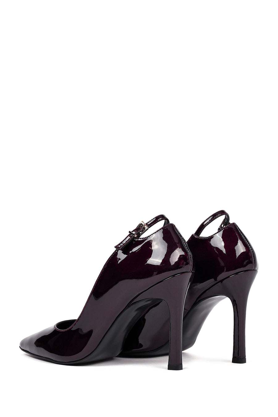 Kadın Bordo İnce Topuklu Rugan Deri Stiletto
