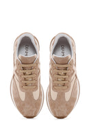 Women's Beige Suede Detailed Leather Sneaker | Derimod