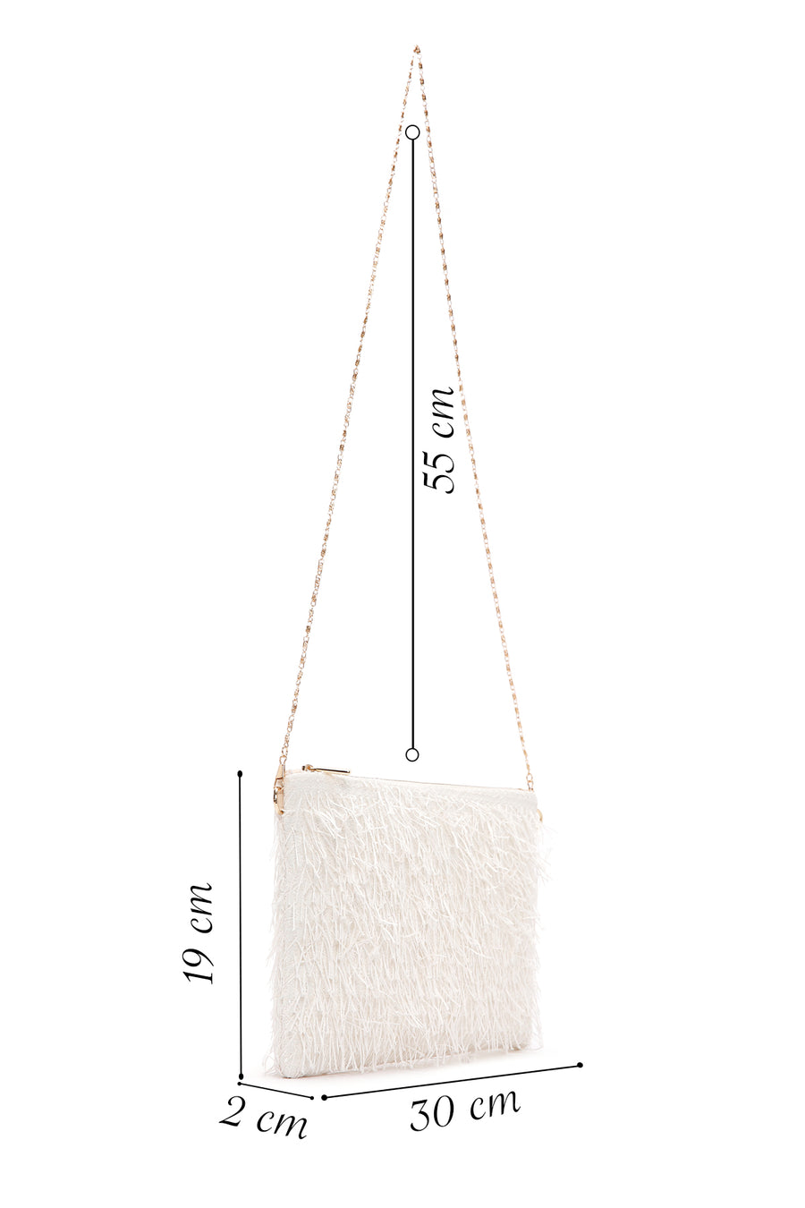 Women's White Long Chain Strap Clutch Bag