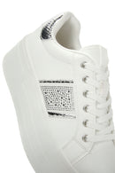 Women's White Thick Soled Stone Sneaker | Derimod